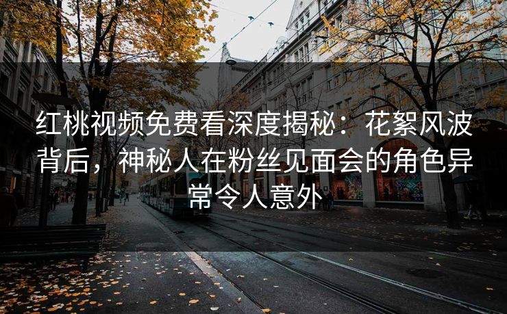 红桃视频免费看深度揭秘：花絮风波背后，神秘人在粉丝见面会的角色异常令人意外
