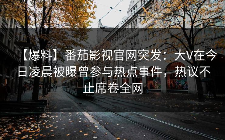 【爆料】番茄影视官网突发：大V在今日凌晨被曝曾参与热点事件，热议不止席卷全网