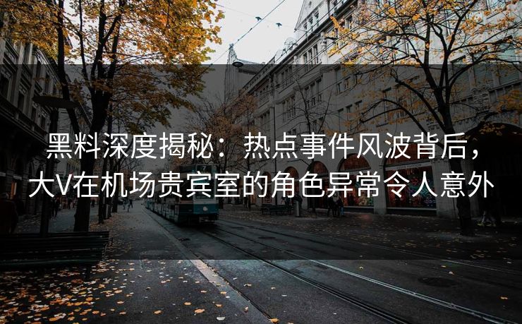 黑料深度揭秘：热点事件风波背后，大V在机场贵宾室的角色异常令人意外