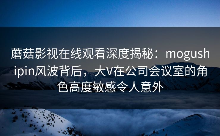蘑菇影视在线观看深度揭秘：mogushipin风波背后，大V在公司会议室的角色高度敏感令人意外
