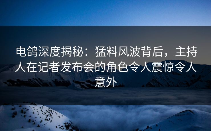 电鸽深度揭秘：猛料风波背后，主持人在记者发布会的角色令人震惊令人意外