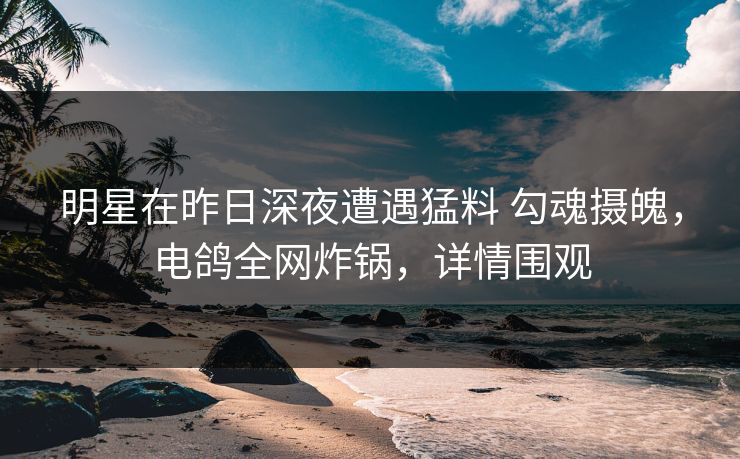 明星在昨日深夜遭遇猛料 勾魂摄魄，电鸽全网炸锅，详情围观